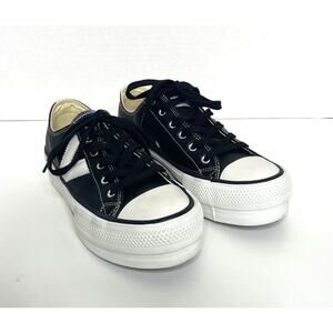 Victoria Black/White Faux Leather Sneakers V Logo Women's Size 37 Euro/6 US